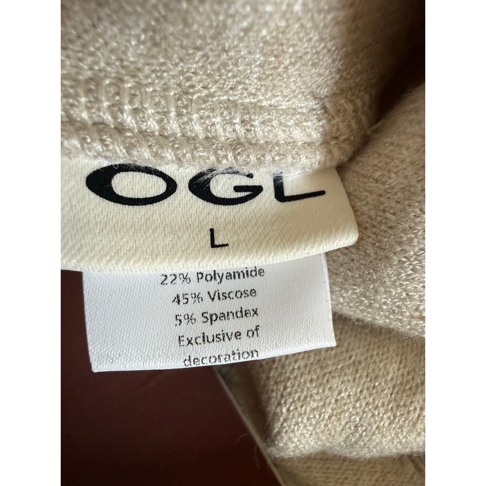 OGL Womens Move Wide Leg Pants Large Cream Knit Drawstring Casual Lounge Comfy - Picture 7 of 9